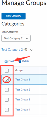 select the groups then click email