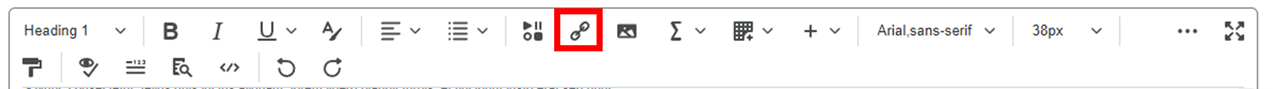 Image showing the insert link icon in the HTML editor Ribbon on Brightspace