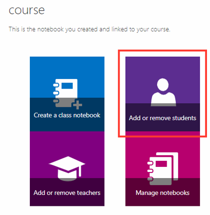 Image showing the Add or remove students button in OneNote