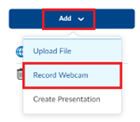 Image showing the Record Webcam option after clicking on Add button