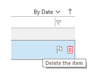 An example email in the Outlook Outbox showing the Delete the item button.