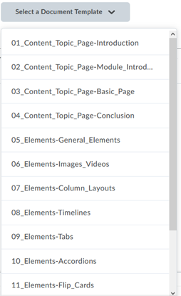 Image showing document template options