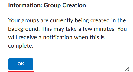 Image showing the groups creation confirmation box