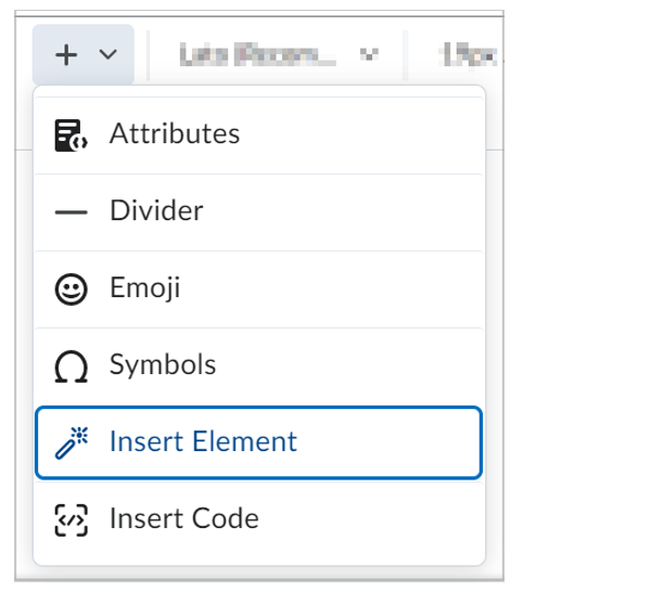 Showing the insert element options for inserting the Hotspot element