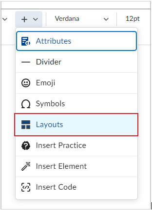 Showing the Layout option button