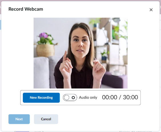 Image showing the dialogue box of starting a new recording