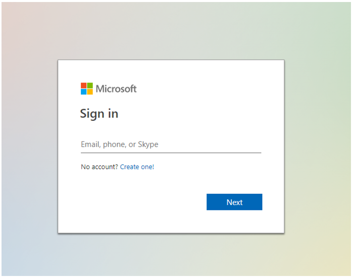 Image showing the Sign-In screen to sign in to Office