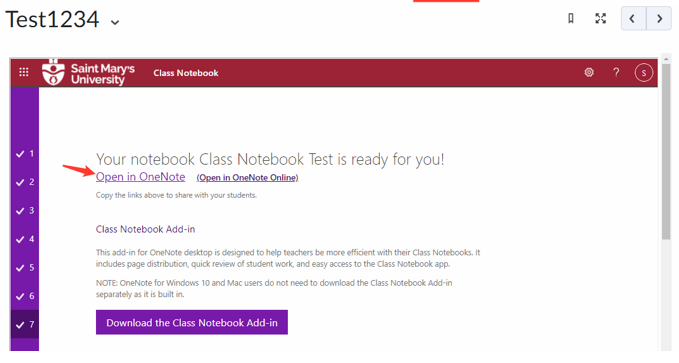 Image showing the open in OneNote button