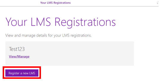 Image showing Register a New LMS button