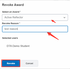 Image showing the revoke award details
