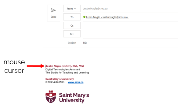 Image showing an example of signature inserted in an email