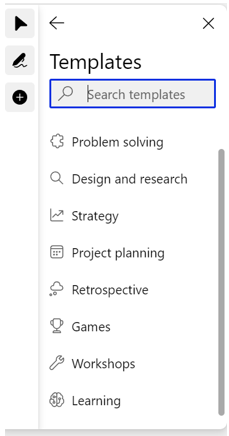 Showing the option to search for Templates after clicking on the Create button and then clicking on Templates.