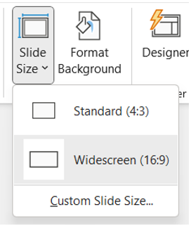 Image showing the Slide Size options