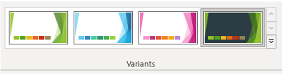 Showing the Variant option for a theme that supports variants