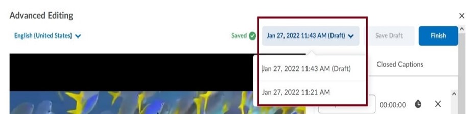 Image showing the version timeline button